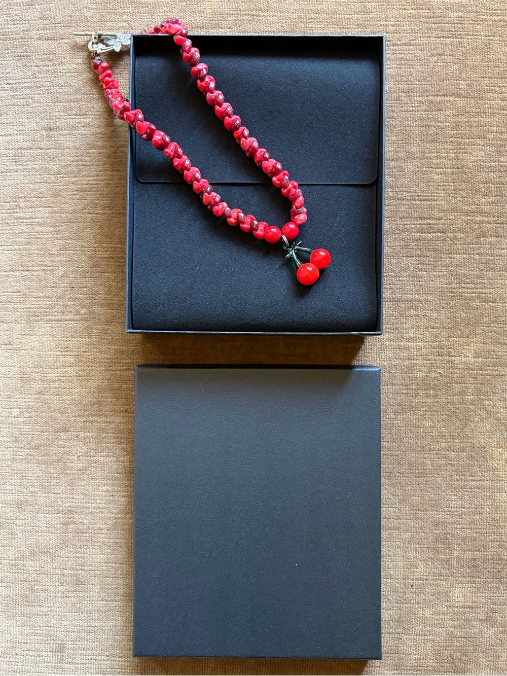 Cherry Charm Red Coral Necklace